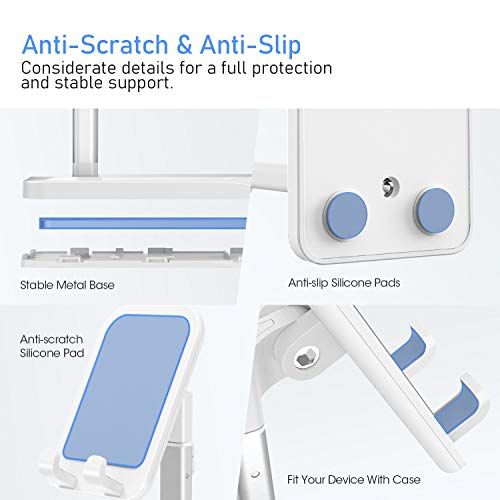 Blukar Soporte Móvil, Ajustable Soporte Teléfono Mesa Portátil con Almohadilla de Silicona Antideslizante Soporte Dock Base Ideal para Teléfono Móvil Phone, Android y Tablet