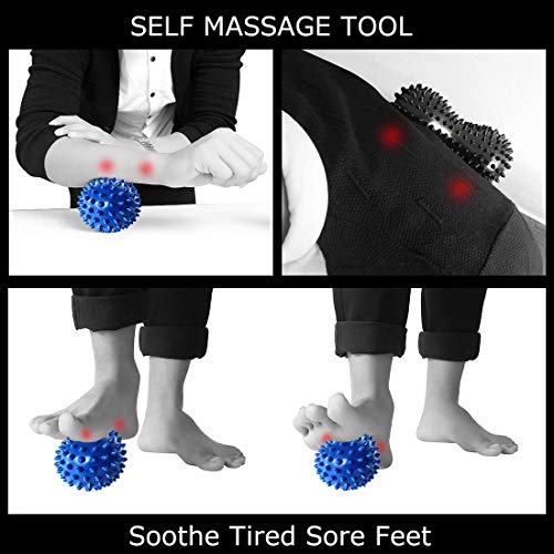 Bola de masaje, Bolas de masaje con pinchos, Bola de Masaje Miofascial, Pelota Lacrosse, para aliviar dolor de Fascitis Plantar, músculo, cervical, muñecas y etc.