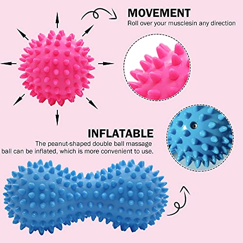 Bola de masaje,Bolas de masaje con pinchos,Bola de Masaje Miofascial, Pelota Lacrosse,para aliviar dolor de Fascitis Plantar,músculo,cervical,muñecas,Bolas de Masaje Muscular(3Piezas)