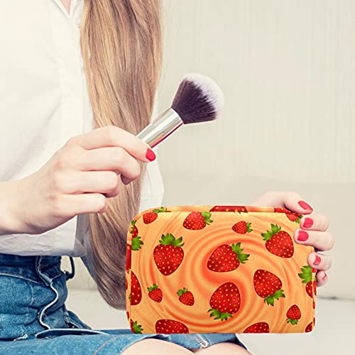 Bolsa de cosméticos Bolsa de Maquillaje Bolsa de cosméticos de Viaje, Bolso de Mano, Bolso de baño,Remolino de Crema Suave de Fresa