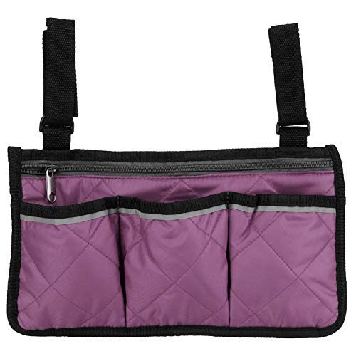 Bolsa para silla de ruedas, bolsa colgante lateral para silla de ruedas, bolsa de almacenamiento para silla de ruedas, multifuncional eficiente y duradera para(purple)