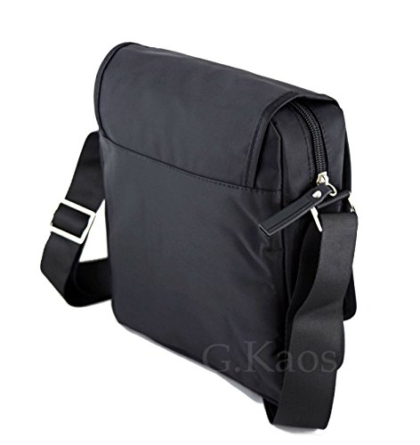 Bolso de Hombre Bandolera Ajustable Nailon Negro Multibolsillos Unisex (713 Black)