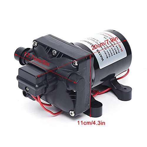 Bomba de membrana, 4 cámaras, bomba de alta presión con interruptor de presión y bomba de agua Bypass RV de color negro, 12 V, 55 PSI, 3,8 bar, para caravana, barco, caravana, jardín