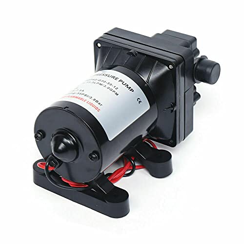 Bomba de membrana, 4 cámaras, bomba de alta presión con interruptor de presión y bomba de agua Bypass RV de color negro, 12 V, 55 PSI, 3,8 bar, para caravana, barco, caravana, jardín