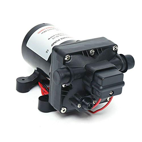 Bomba de membrana, 4 cámaras, bomba de alta presión con interruptor de presión y bomba de agua Bypass RV de color negro, 12 V, 55 PSI, 3,8 bar, para caravana, barco, caravana, jardín