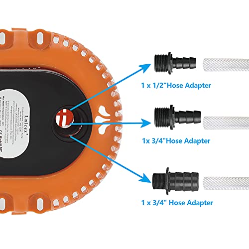 Bomba Sumergible Para Piscinas, SóTanos, Estanques De JardíN, Bomba De Agua Sucia Con Manguera De DesagüE Y Cable De AlimentacióN Extralargo De 25 Pies, 850 Gph En El Suelo, 3 Adaptadores (naranja)