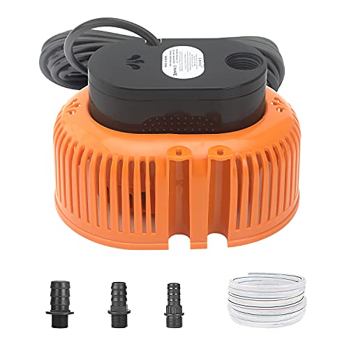 Bomba Sumergible Para Piscinas, SóTanos, Estanques De JardíN, Bomba De Agua Sucia Con Manguera De DesagüE Y Cable De AlimentacióN Extralargo De 25 Pies, 850 Gph En El Suelo, 3 Adaptadores (naranja)