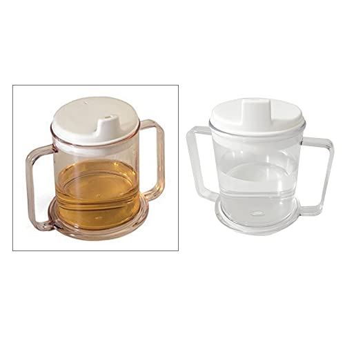 Bonarty Taza de Plástico Transparente Vaso para Sorber con Asas de 10 Oz. Vaso para Beber para Pacientes Ancianos