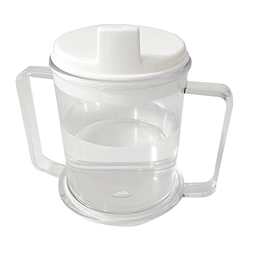 Bonarty Taza de Plástico Transparente Vaso para Sorber con Asas de 10 Oz. Vaso para Beber para Pacientes Ancianos