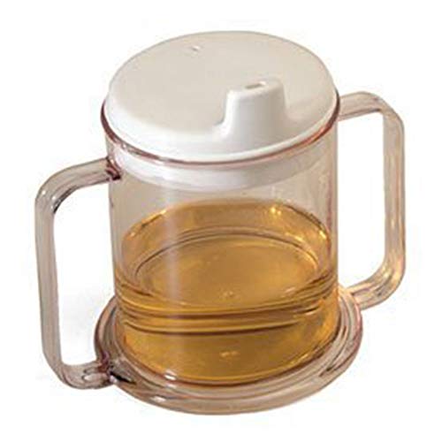 Bonarty Taza de Plástico Transparente Vaso para Sorber con Asas de 10 Oz. Vaso para Beber para Pacientes Ancianos