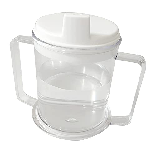 Bonarty Taza de Plástico Transparente Vaso para Sorber con Asas de 10 Oz. Vaso para Beber para Pacientes Ancianos