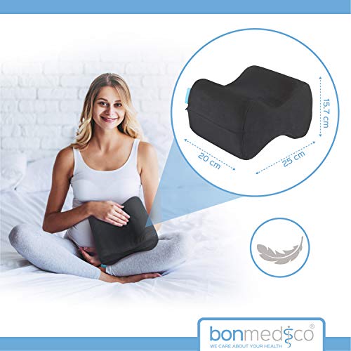 Bonmedico Almohada para Dormir de Lado de Espuma - Soporte para los Rodillas - Ergonomica, Ortopedica y Antidolores - Posicionadora de Piernas