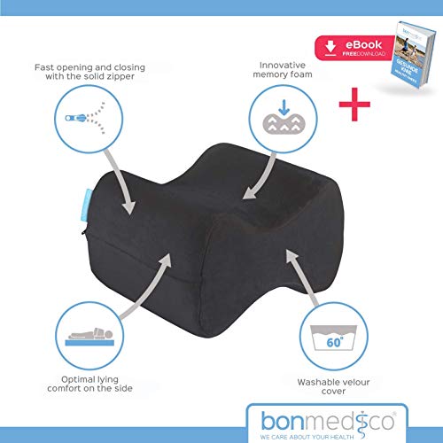 Bonmedico Almohada para Dormir de Lado de Espuma - Soporte para los Rodillas - Ergonomica, Ortopedica y Antidolores - Posicionadora de Piernas