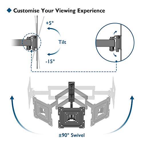 BONTEC Soporte TV Pared para Televisiones/Monitores Planos de LED/LCD/OLED 13-42 Pulgadas, Giratorio,Inclinado, Ampliable/Retráctil Brazos Articulado, Carga Máx. 35kg, Máx VESA 200x200mm