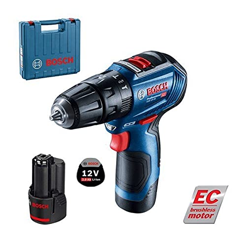 Bosch 06019G9100 GSB 12V-30 Atornilladores taladradores de percusión a batería (2× GBA 12V 2.0 Ah + GAL 12V-40, (Brushless), Azul