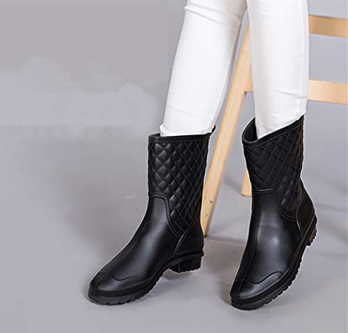 Bota Agua Mujer Jardín Trabajo Lluvia Botas Antideslizante Wellington Boots Negro 39