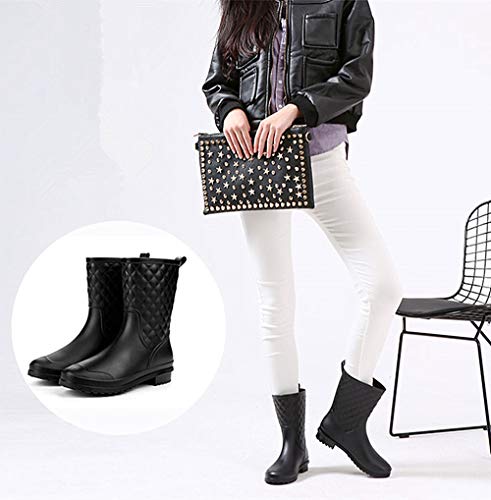 Bota Agua Mujer Jardín Trabajo Lluvia Botas Antideslizante Wellington Boots Negro 39