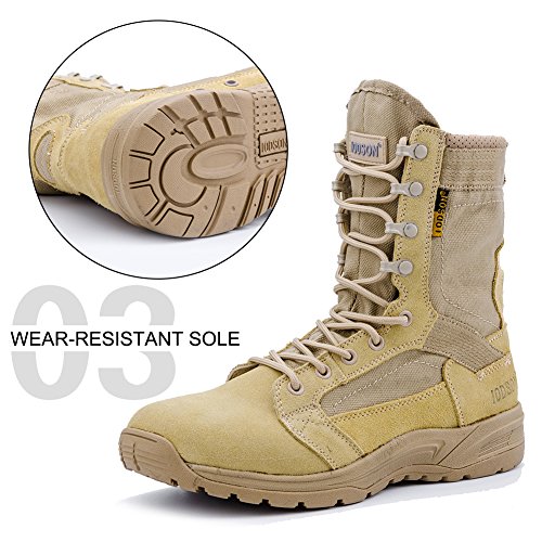 Botas tácticas Militares de Hombre Ultraligero, Tan Botas Jungle Combat, Zapatos de Trabajo y Seguridad (41 EU, Beige)