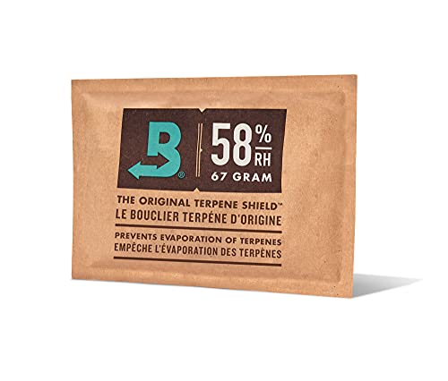 Boveda - Bolsitas para almacenar remedios naturales | Control doble de la humedad - 58 % HR | Tamaño 67 para un máximo de 450 g | Previene la pérdida de terpenos por sequedad y moho | Pack de 1