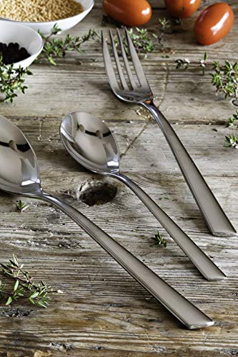 BRA Bari - Set de cubiertos de 24 piezas de acero inoxidable con cuchillo chuletero, acero inoxidable 18/10, diseño contemporaneo, acabado pulido brillante, espesor 3.5 mm (6 comensales)