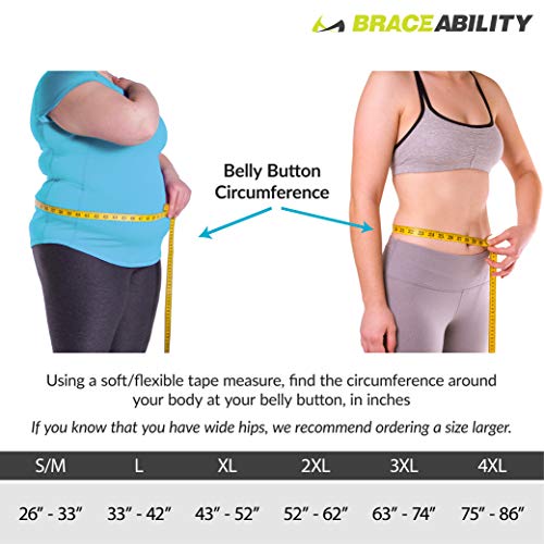 BraceAbility XXL Plus Size Elastic & Neoprene Compression Back Brace | Cinturón de soporte lumbar, de cintura y de cadera para el dolor, el trabajo y el ejercicio del nervio ciático (2XL)