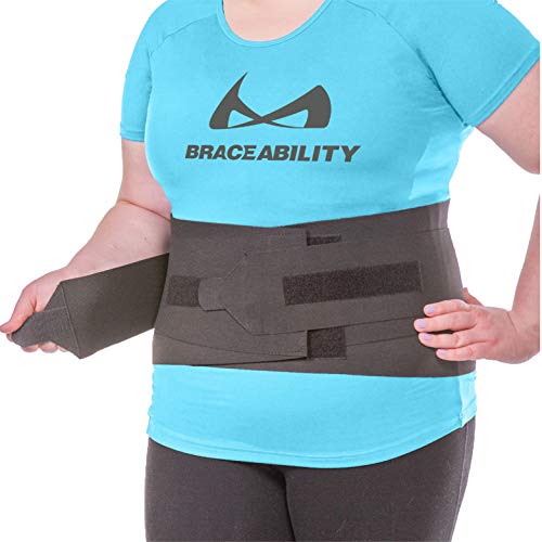 BraceAbility XXL Plus Size Elastic & Neoprene Compression Back Brace | Cinturón de soporte lumbar, de cintura y de cadera para el dolor, el trabajo y el ejercicio del nervio ciático (2XL)