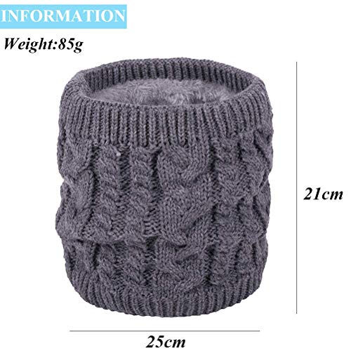 Braga Para El Cuello Térmica Unisex Color Liso De Lana De Ganchillo Bufanda Hombre Invierno Snood Infinity Neck Warmer Tubular Loop Bufanda Calentador Caliente de Punto (Gris oscuro)