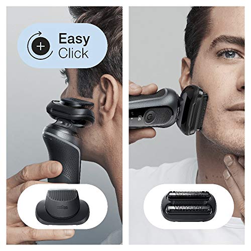 Braun Series 6 Afeitadora Eléctrica Hombre, Máquina de Afeitar Barba, Recortadora de Precisión, Cabezal SensoFlex, Base de Carga, Funda, Recargable, Resistente al Agua e Inalámbrica, 60-N4820 CS, Gris