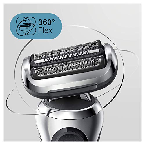 Braun Series 7 Afeitadora Eléctrica Hombre, Máquina de Afeitar Barba de Láminas con Recortadora de Precisión y Tecnología AutoSense, Base de Carga, Recargable, Inalámbrica, 70-S4200 CS, Plata