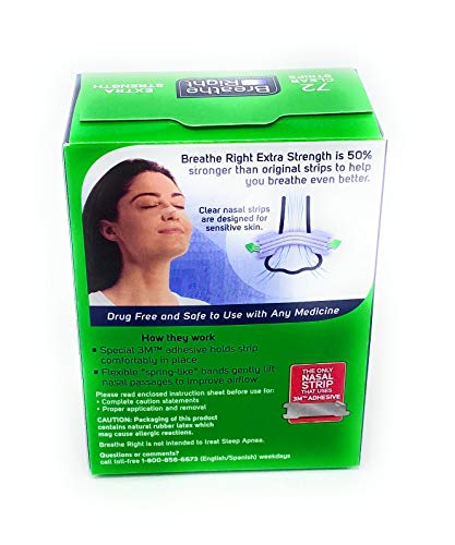 Breathe Right Nasal Strips - Extra Strength - CLEAR - 72 Clear Strips