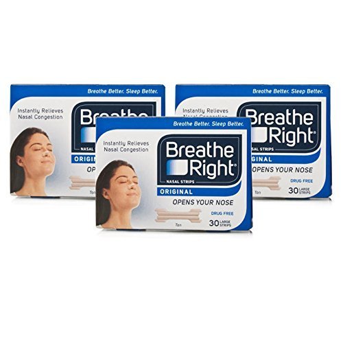 Breathe Right - Tiras Nasales, grandes, color carne, juego de 3