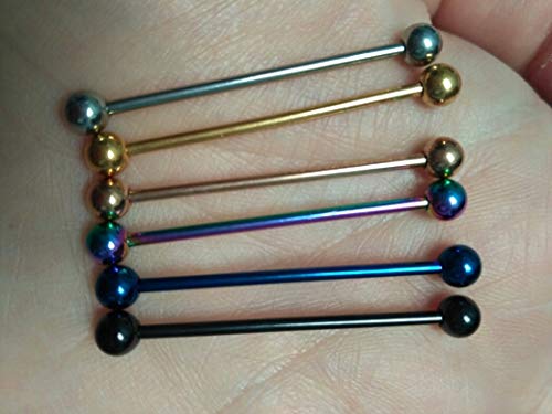 Briana Williams 6piezas Industrial Piercing Barras de Acero Inoxidable Andamio Barbell Piercing joyería 14Gauge 38mm