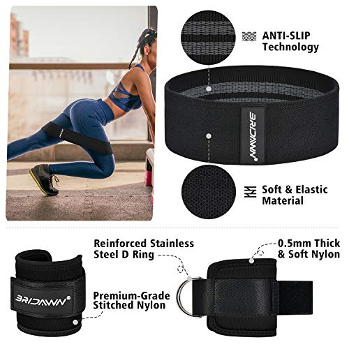 bridawn Barbell Squat Pad Conjunto Barra Sentadillas para Squats Hip Thrust Viene con 2 Correas de Tobillo de Banda de Resistencia de la Cadera Bolsa de Almacenamiento Se Adapta a la Barra Olímpica