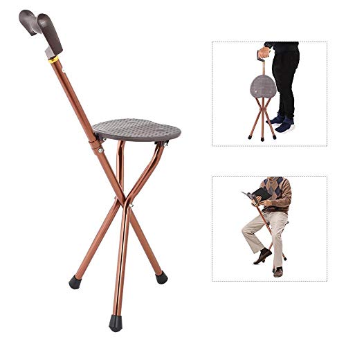 Broco Baston Silla, Caminar de Metal Plegable Portable de la Silla del Asiento palillo de heces Silla de bastón de Viaje