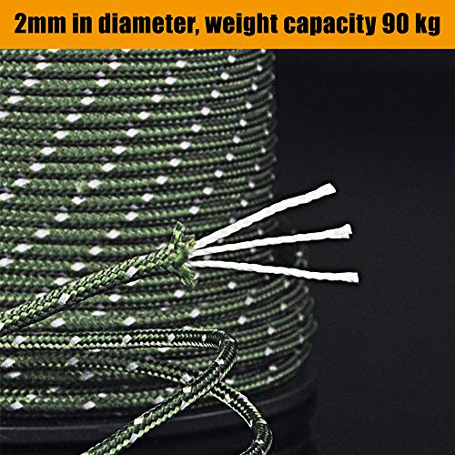 Brotree Paracord 2mm Cuerda de Nailon Paracaídas de 3 Hilos Hebras de Fibra Poliéster