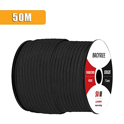 Brotree Paracord Cuerda de Paracaídas de Nylon 550 lbs 7 Resistentes Hebras de Fibra Poliéster para Escalada Kit de Supervivencia Acampada (Estándar, Reflectante)