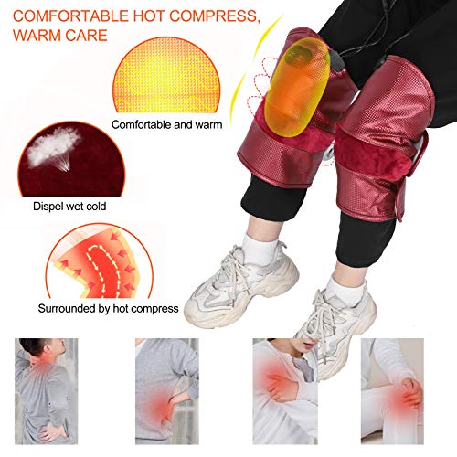 Brrnoo Masajeador de Rodilla con calefacción eléctrica, Rodillera con Calor Masaje vibratorio con Bolsa ajenjo con Calentamiento Temperatura Constante 3 velocidades para Calentar el Hombro Codo(#1)