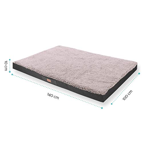 brunolie Balu Sofá para Perros Extragrande Gris, Lavable, ortopédico y Antideslizante, Cama para Perros Agradable con Espuma de Memoria Transpirable, Tamaño XXL (140 x 100 x 10 cm)