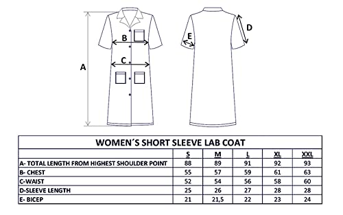 BSPOT Bata Médico Manga Corta Blanco Bata de Laboratorio Enfermera Sanitaria de Trabajo para Médicos Mujer (L)