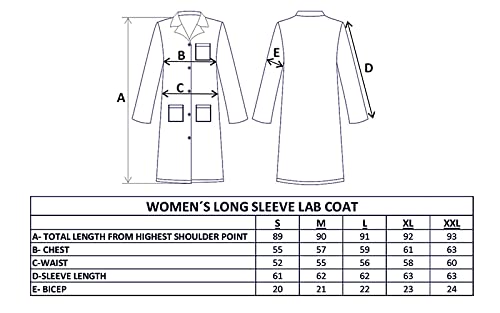 BSPOT Bata Médico Manga Larga Blanco Bata de Laboratorio Enfermera Sanitaria de Trabajo para Médicos Mujer (M)