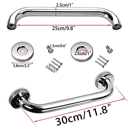 BSTKEY Agarradera Baño de Acero Inoxidable de 30cm, Mango de Apoyo de Seguridad, Soporte Para Toallas, Plateado