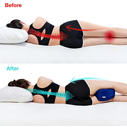 BUONSON Almohada para Piernas y Rodilla con 2 Fundas Transpirable - Cojin Ortopédica con Espuma de Memoria para Dormir de Lado - Alivia el Dolor de Espalda, Cadera y Articulaciones (Azul)