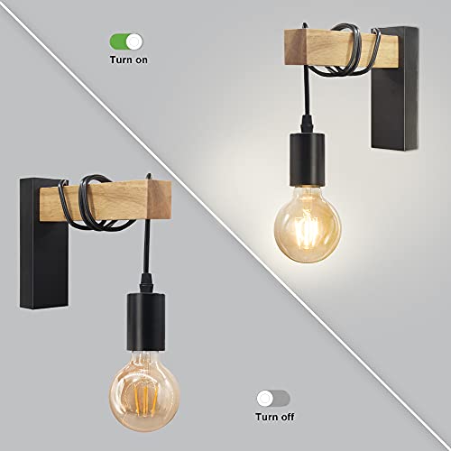 BYX Loft Style Lámpara moderna E27 Apliques de pared Luminaria para iluminación interior Pasillo Mesita de noche Soporte de lámpara de sala de estudio montado en la pared de metal