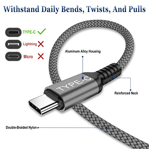 Cable USB C a C de 100W 3 Metro 2-Pack, Cable Tipo C Carga Rápida de Energía,Cable del Cargador PD para MacBook Pro Mac M1,iPad Pro Air 4 Mini 6 2020 12.9,Samsung Galaxy Note 20 21 S20 S21 Plus Ultra