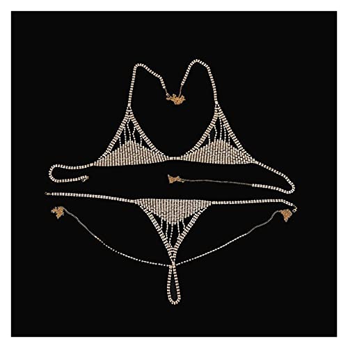 Cadenas corporales para mujeres Cadena de sujetador de cuerpo de diamantes de imitación de lujo Accesorios de traje de bikini para mujeres Sexy Crystal Ropa interior Pantías Tanga Cuerpo Joyería Acces