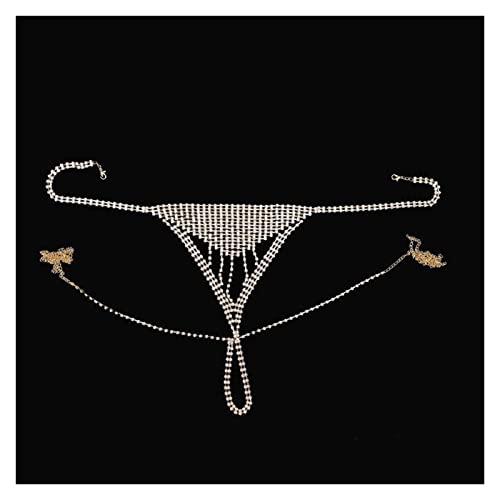 Cadenas corporales para mujeres Cadena de sujetador de cuerpo de diamantes de imitación de lujo Accesorios de traje de bikini para mujeres Sexy Crystal Ropa interior Pantías Tanga Cuerpo Joyería Acces