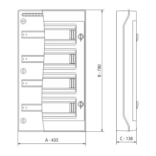 Caja de distribución para entornos húmedos RH72/4 IP65 AP VDE 8536