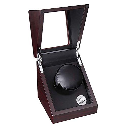 Caja de Reloj Enrollador de Reloj a la 1 en Punto Automático con Motor silencioso 4 Modos de Giro Piano de Madera Lacado Cajas de Reloj de Cuero Prese