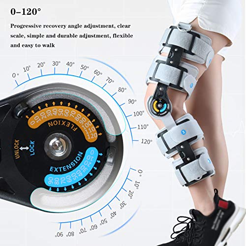 Cajolg Soporte De Rodilla con Bisagras Soporte De Ortesis De Articulación De Rodilla Ajustable Soporte Hiperextensión Y Tratamiento De Bloqueo De La Osteoartritis