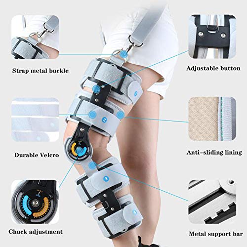 Cajolg Soporte De Rodilla con Bisagras Soporte De Ortesis De Articulación De Rodilla Ajustable Soporte Hiperextensión Y Tratamiento De Bloqueo De La Osteoartritis